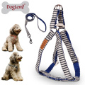 DogLemi Nature Toile Stripe Conception Nylon laisse Matériel Pet Laisse Set Chiot Chat Chien Harnais